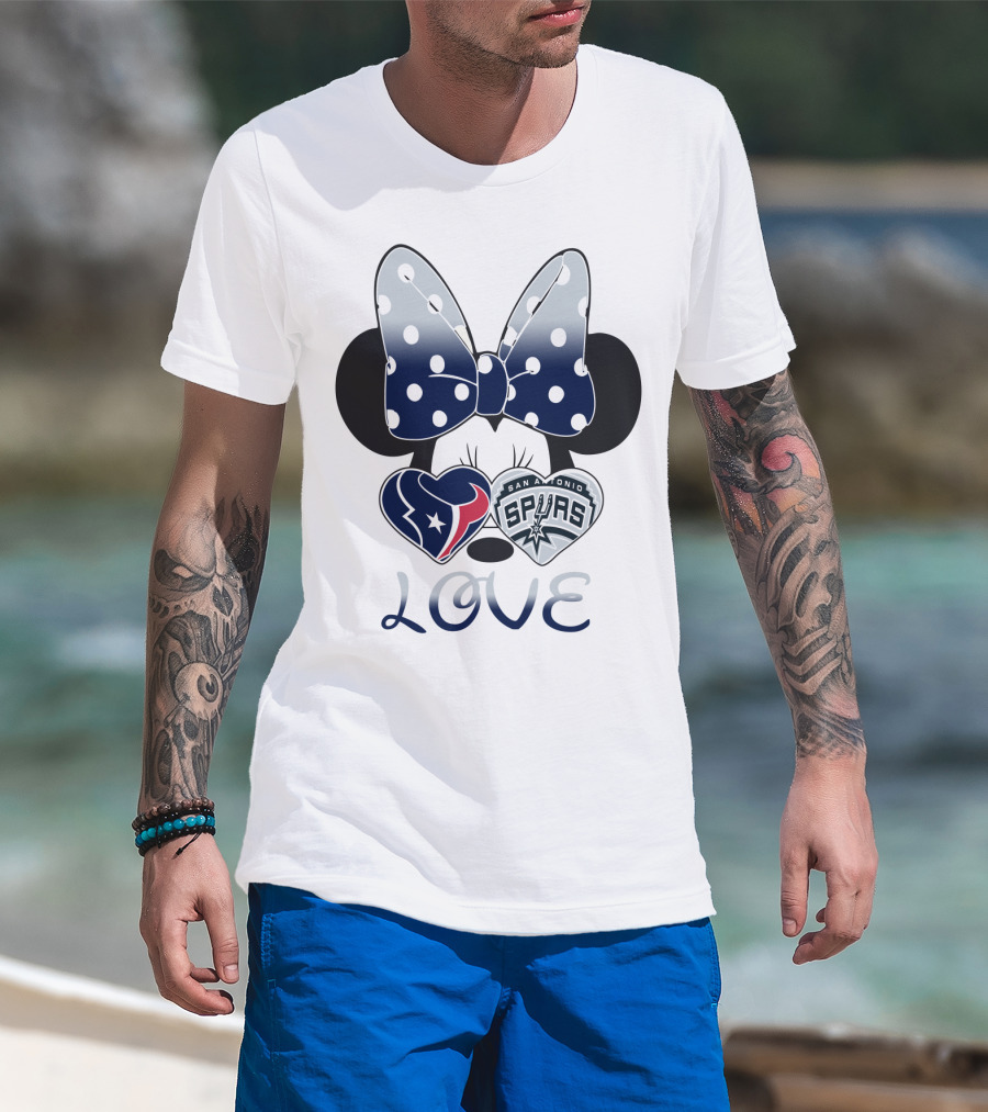 Mic 119 Minnie Love Houston Texans San Antonio Spurs T-Shirt