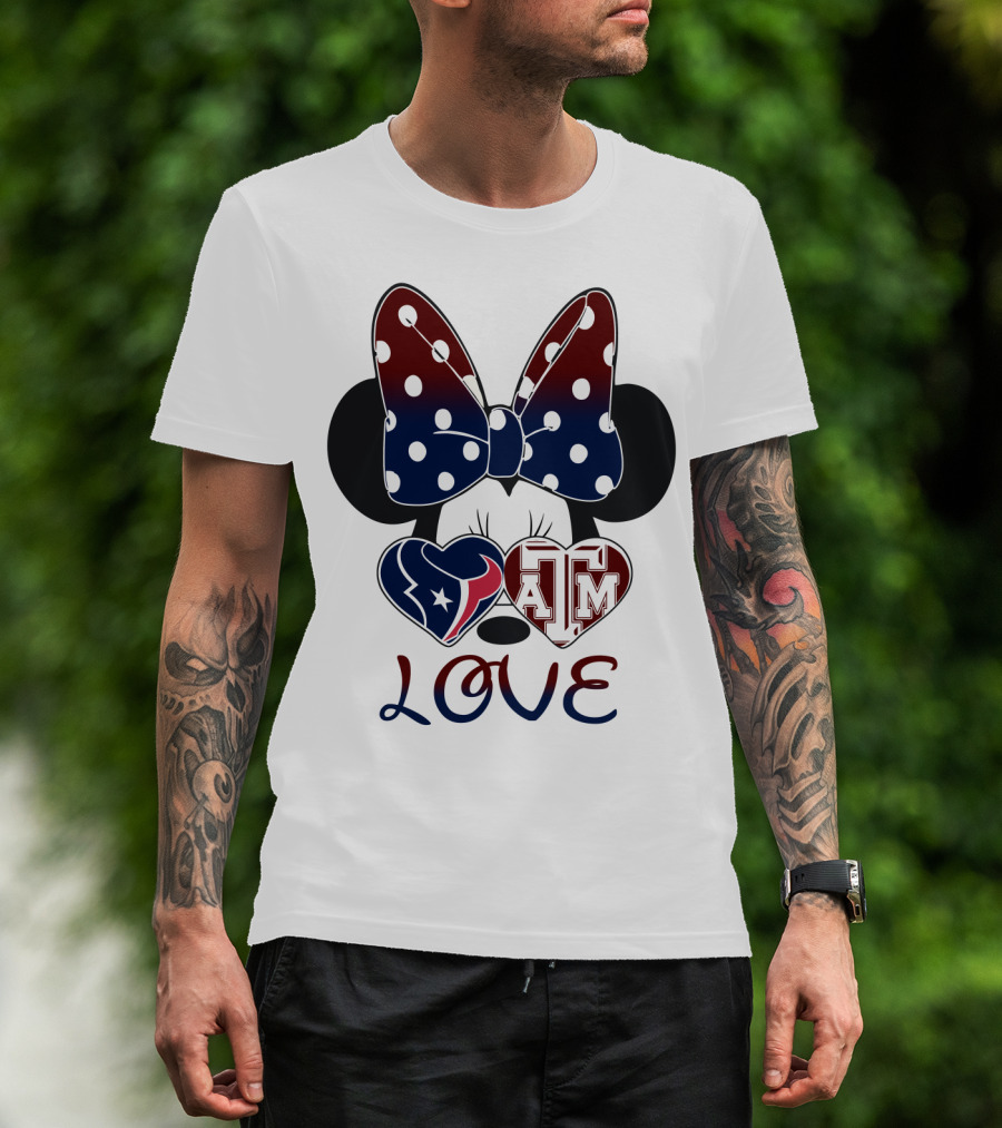 Minnie Bow Texans Love A&M Hearts T-Shirt