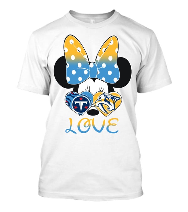 Love Minnie Ears Tennessee Titans Predators Hearts T-Shirt