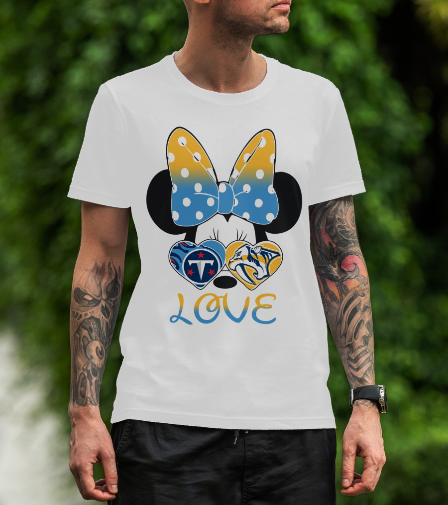 Love Minnie Ears Tennessee Titans Predators Hearts T-Shirt