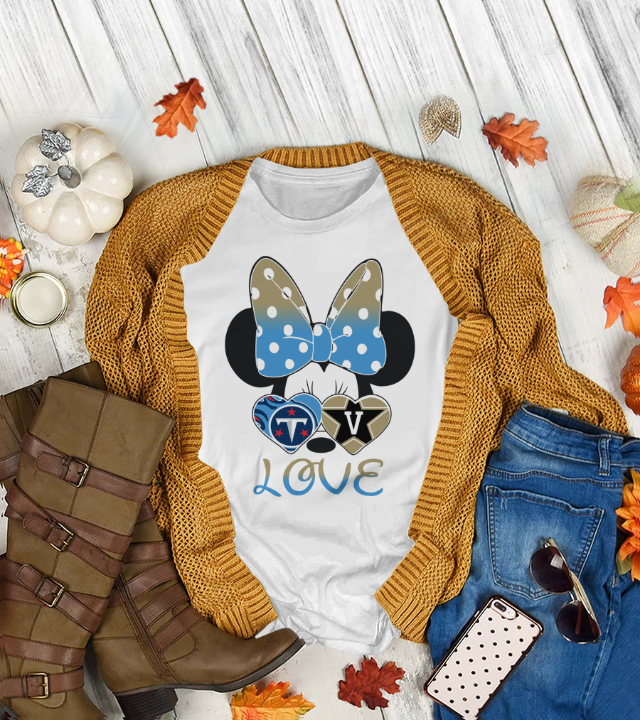 Love Tennessee Titans Vanderbilt Minnie Bow T-Shirt