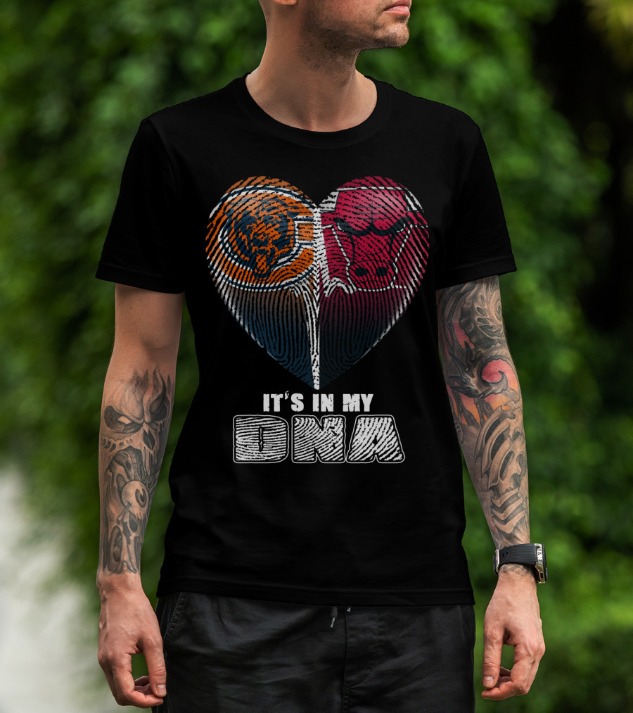 It's In My Dna Bears Bulls Heart Fingerprint 007 T-Shirt