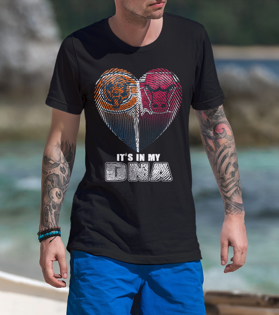 It's In My Dna Bears Bulls Heart Fingerprint 007 T-Shirt