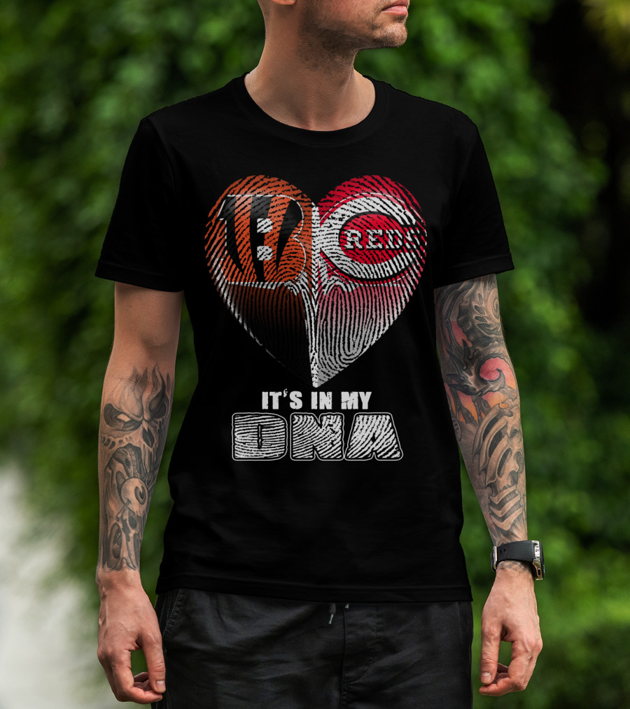 Cincinnati Bengals Reds Fan Heart It's In My Dna T-Shirt