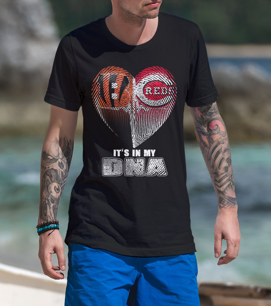 Cincinnati Bengals Reds Fan Heart It's In My Dna T-Shirt