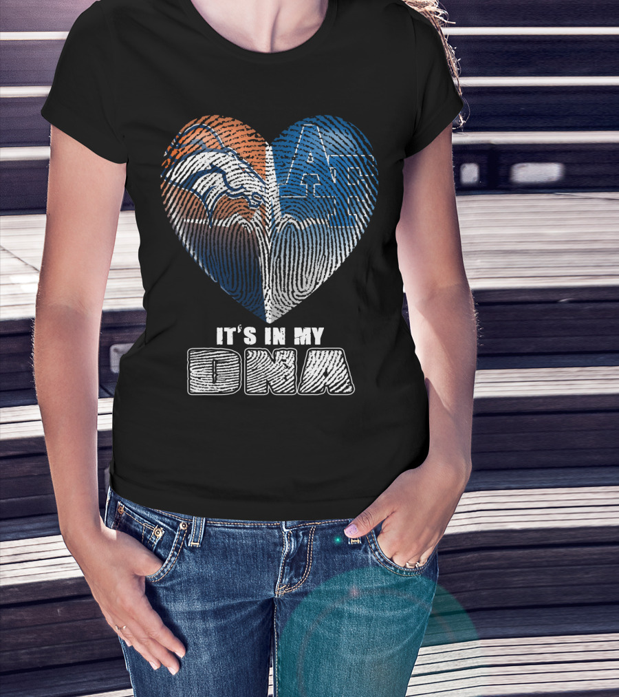 It's In My Dna Broncos Air Force Heart Fingerprint T-Shirt
