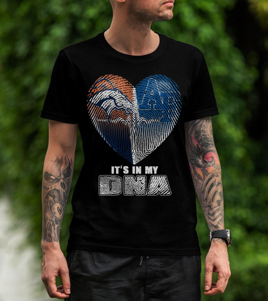 It's In My Dna Broncos Air Force Heart Fingerprint T-Shirt