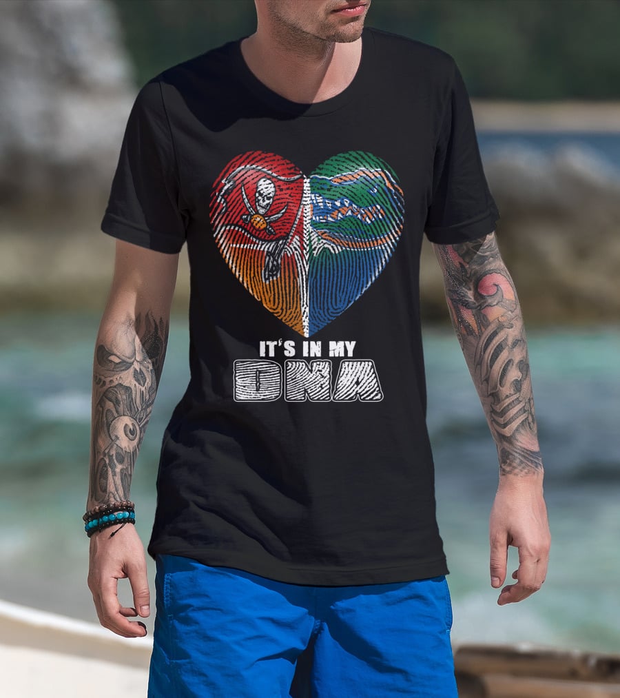 It's In My Dna Buccaneers Gators Heart Fingerprint T-Shirt