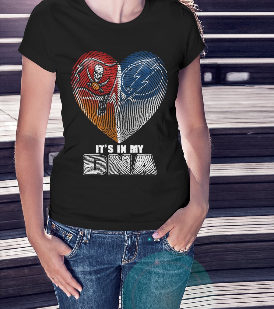It's In My Dna Buccaneers Lightning Heart Fingerprint T-Shirt