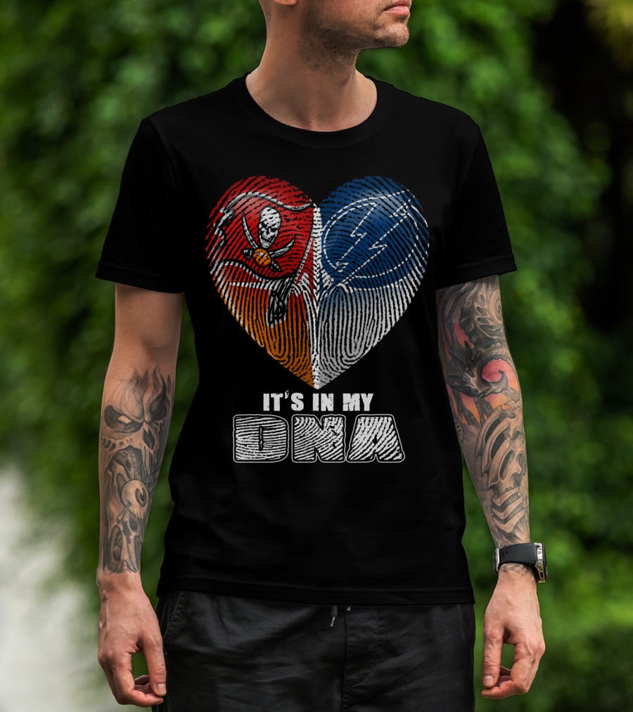It's In My Dna Buccaneers Lightning Heart Fingerprint T-Shirt