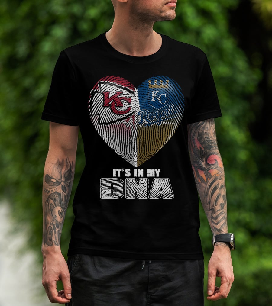 It's In My Dna Kansas City Chiefs Royals Heart Fingerprint T-Shirt