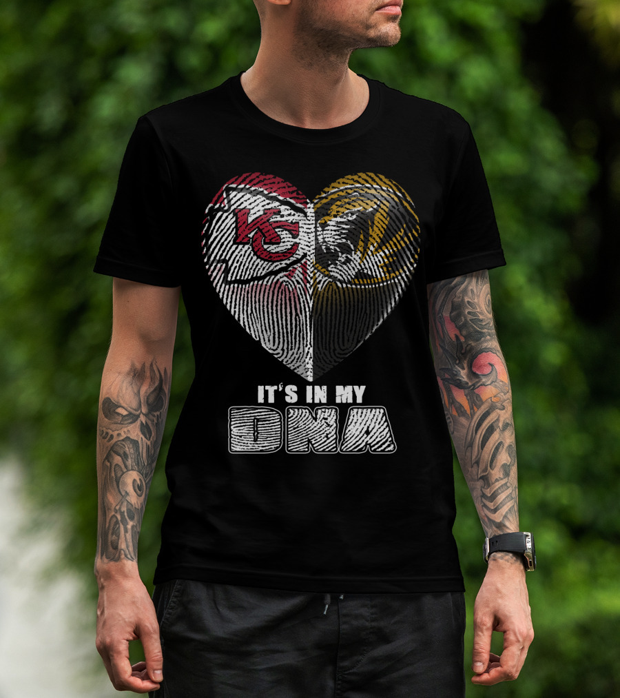 It's In My Dna Kc Chiefs Heartprint Tigers Fan Pride T-Shirt