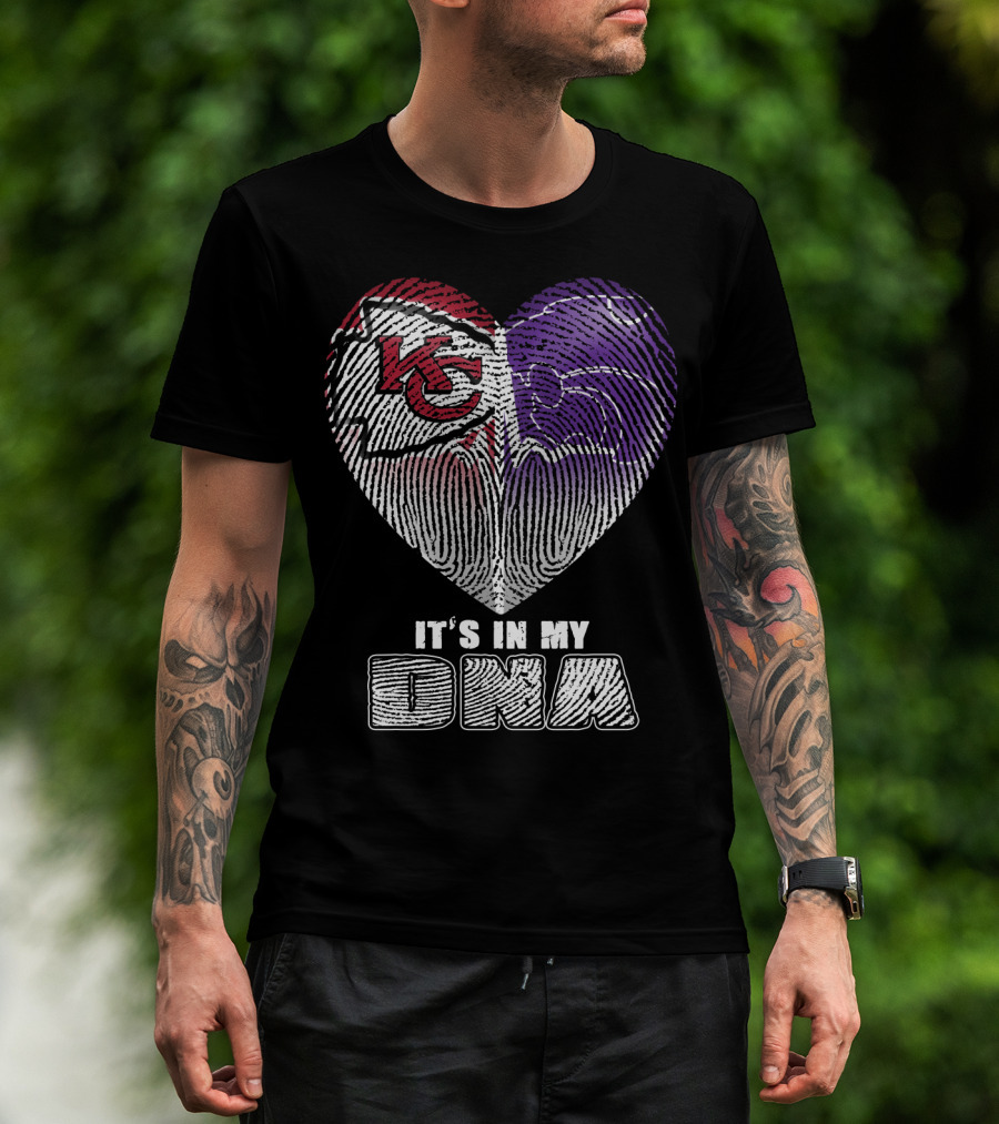 It's In My Dna Kc Chiefs K-State Wildcats Heart T-Shirt