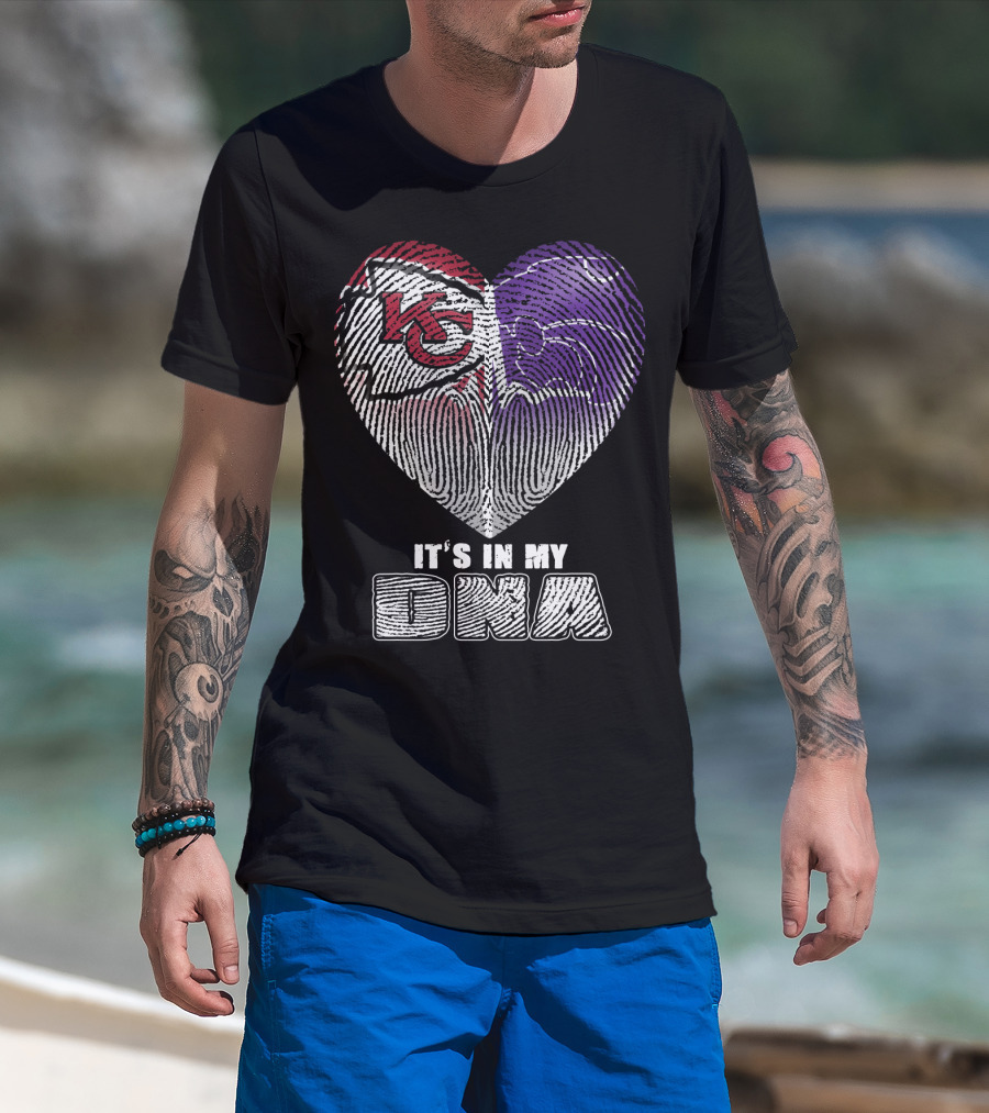 It's In My Dna Kc Chiefs K-State Wildcats Heart T-Shirt