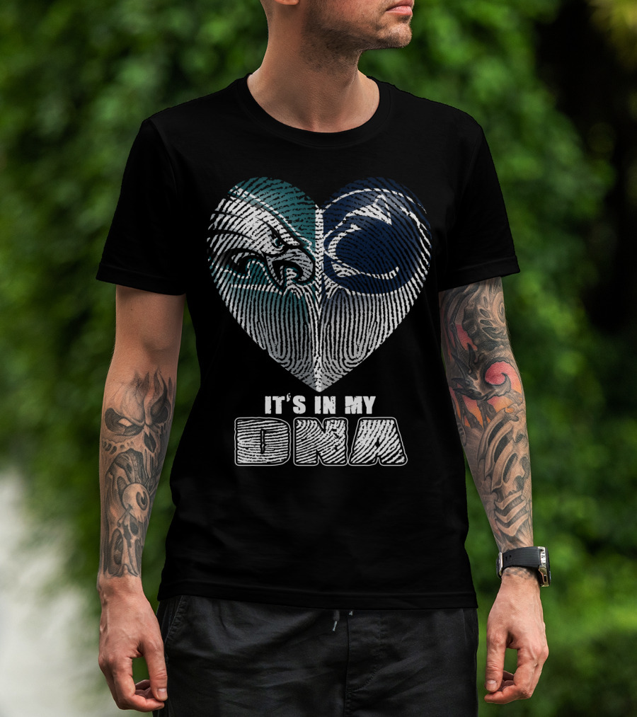 It's In My Dna Eagles Penn State Heart Fingerprint T-Shirt