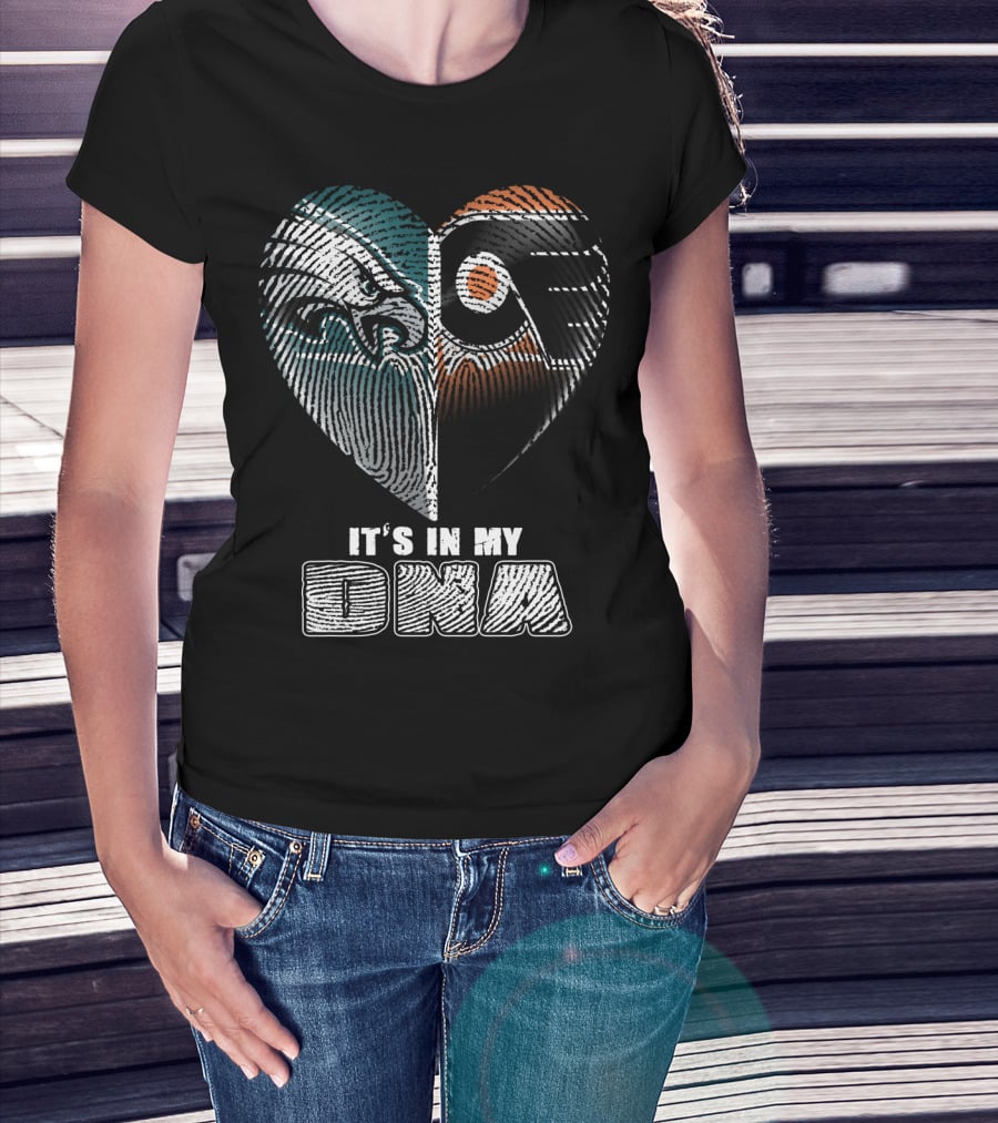 Eagles Flyers It's In My Dna Heart Fingerprint T-Shirt