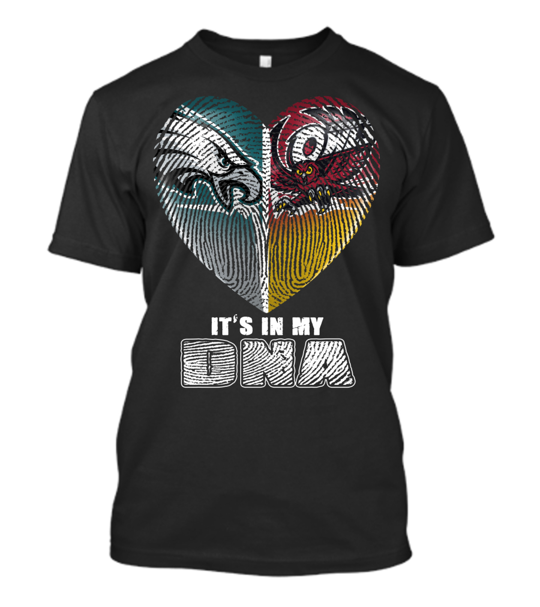 It's In My Dna Eagles Hurricanes Heart Fingerprint T-Shirt