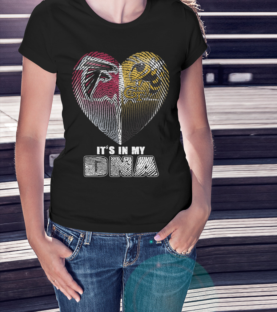It's In My Dna Falcons Georgia Tech Heart Fingerprint T-Shirt