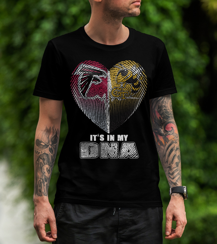 It's In My Dna Falcons Georgia Tech Heart Fingerprint T-Shirt