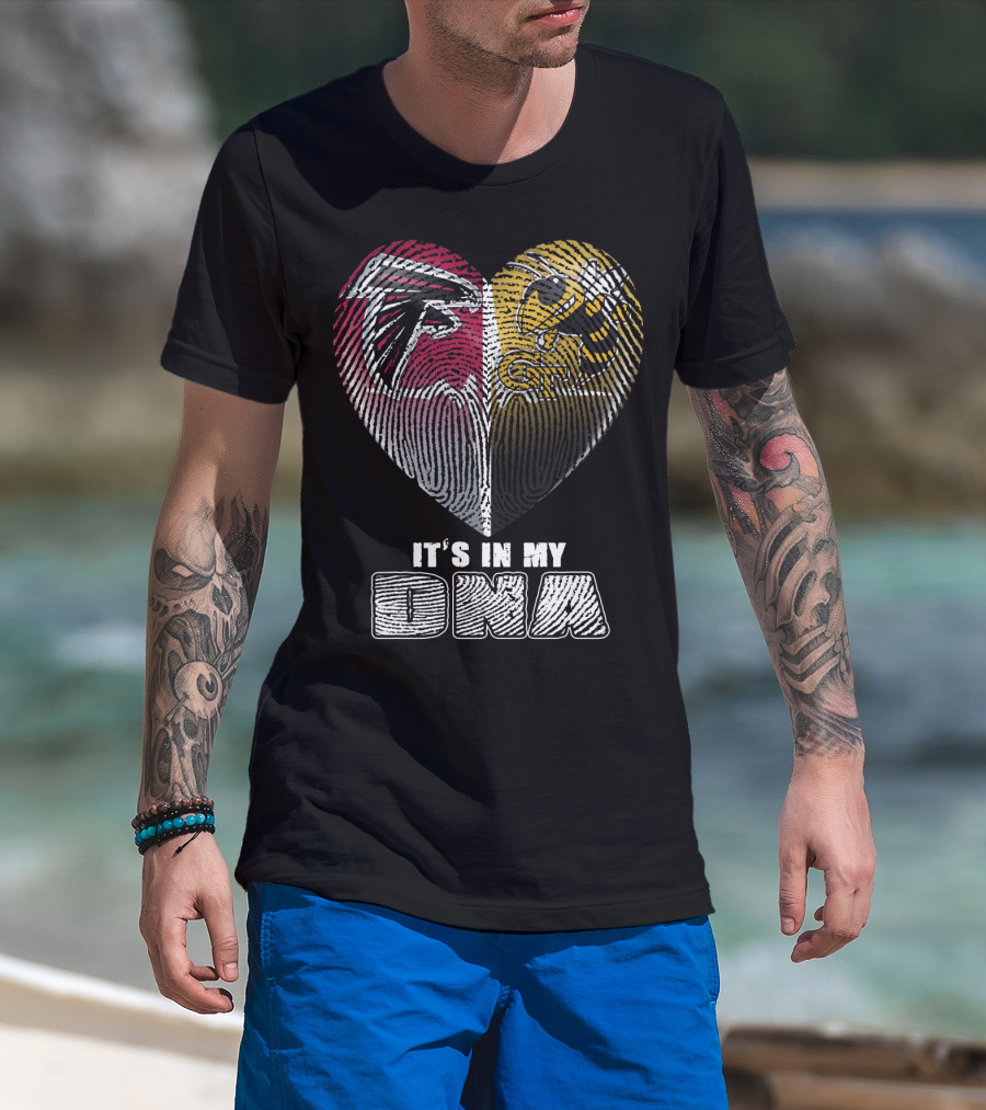It's In My Dna Falcons Georgia Tech Heart Fingerprint T-Shirt