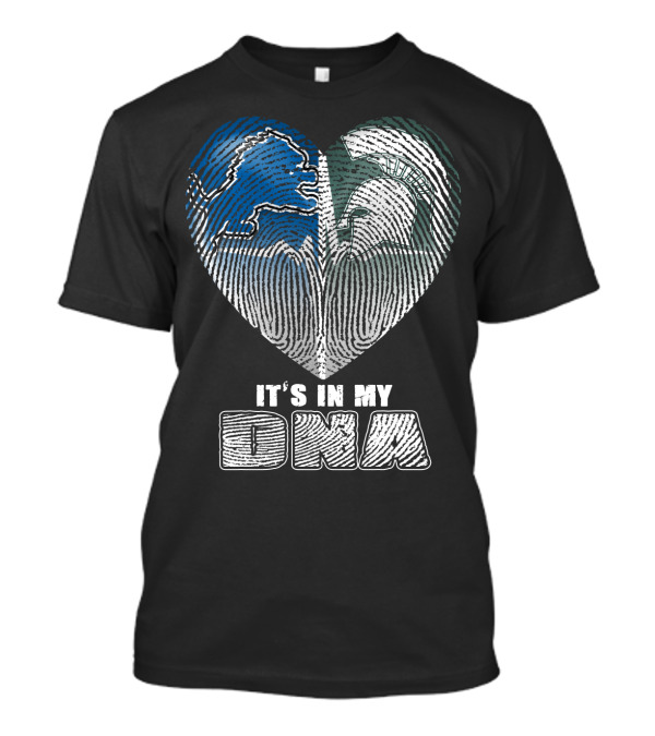 It's In My Dna Detroit Lions Michigan State Fingerprint Heart T-Shirt