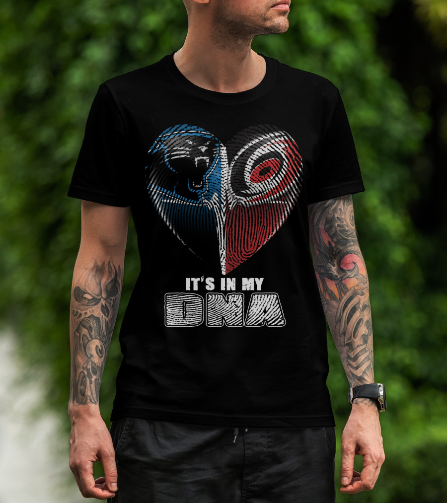 Carolina Panthers And Hurricanes It's In My Dna Heartprint T-Shirt