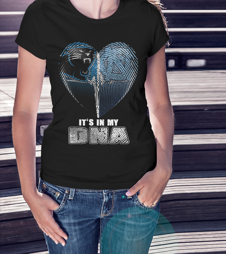 It's In My Dna Carolina Panthers North Carolina Tar Heels Heart Fingerprint T-Shirt