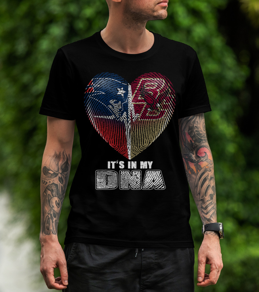 It's In My Dna Patriots Boston College Heart Fingerprint T-Shirt