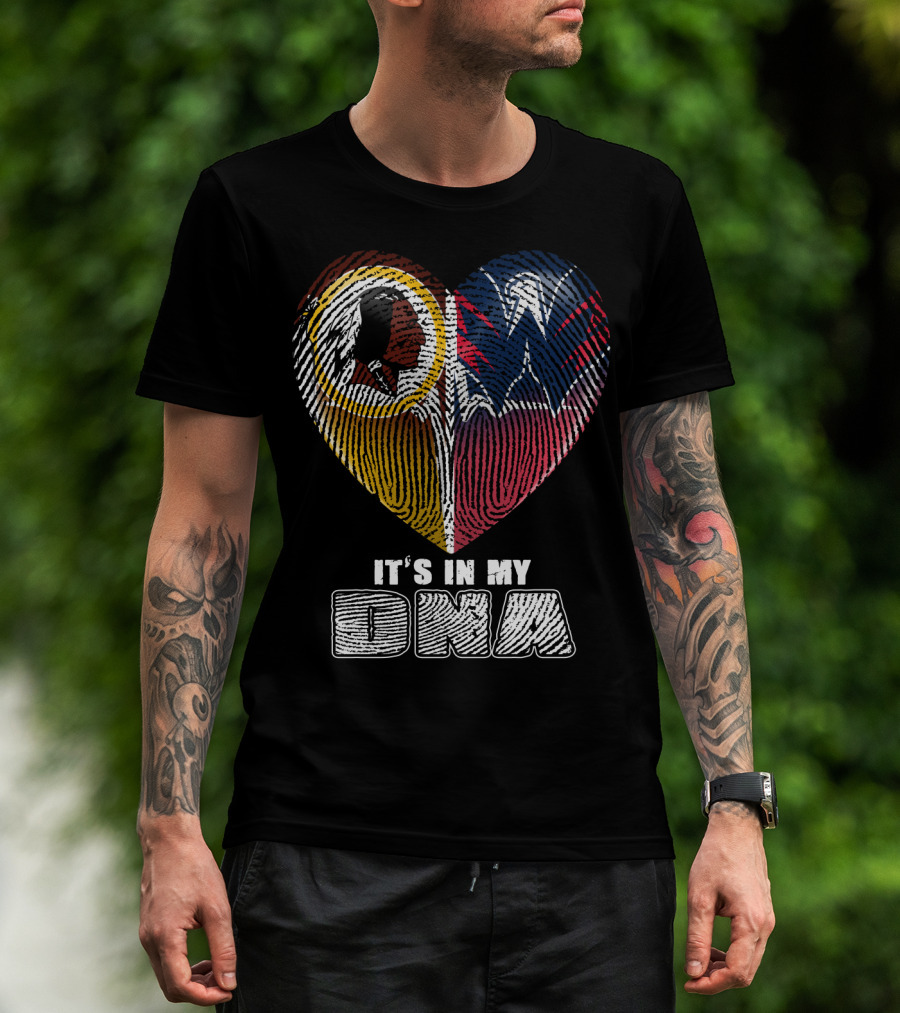 It's In My Dna Washington Football And Wizards Heart Fingerprint T-Shirt