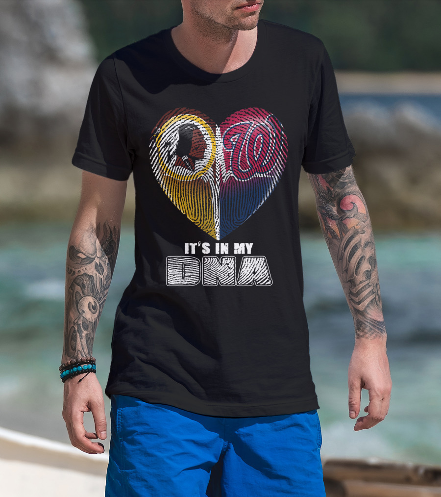 It's In My Dna Washington Redskins Washington Nationals Heart Fingerprint T-Shirt