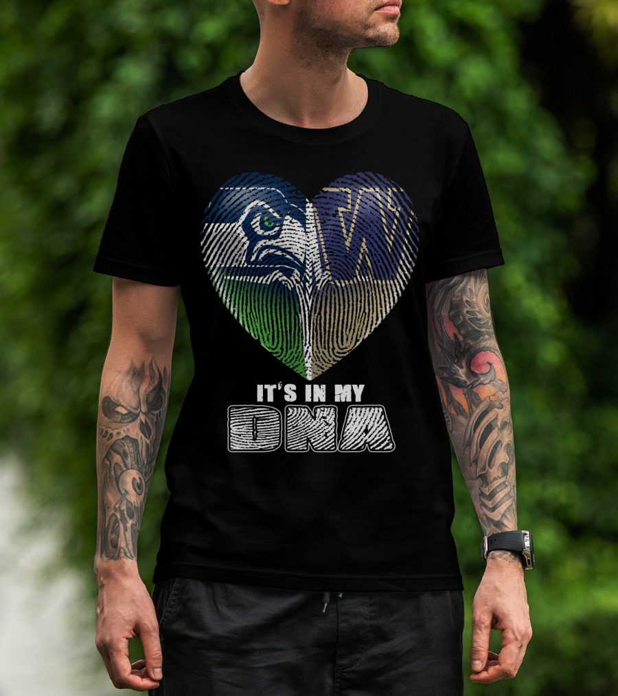 It's In My Dna Seahawks Huskies Heart T-Shirt