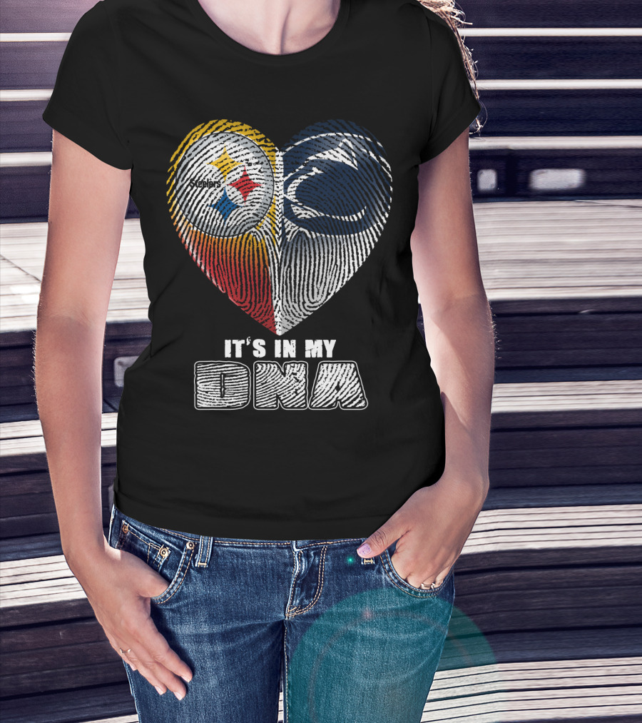 It's In My Dna Steelers Penn State Heart Fingerprint T-Shirt
