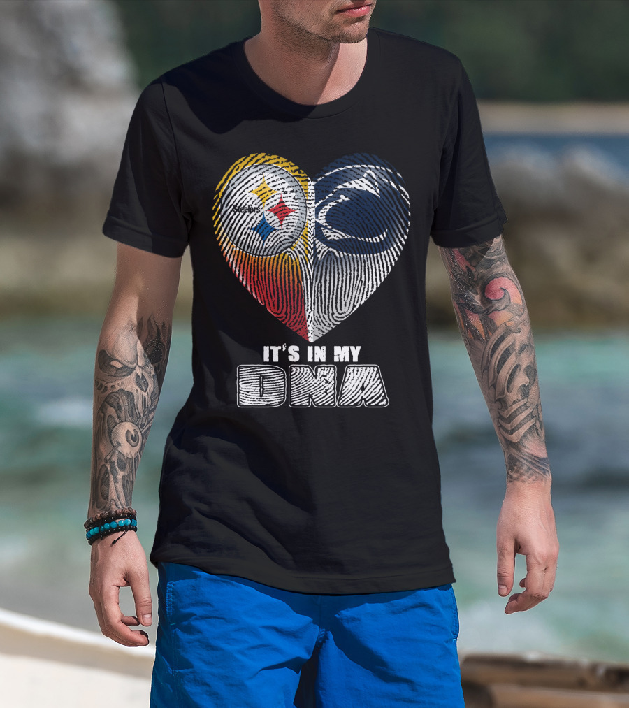 It's In My Dna Steelers Penn State Heart Fingerprint T-Shirt