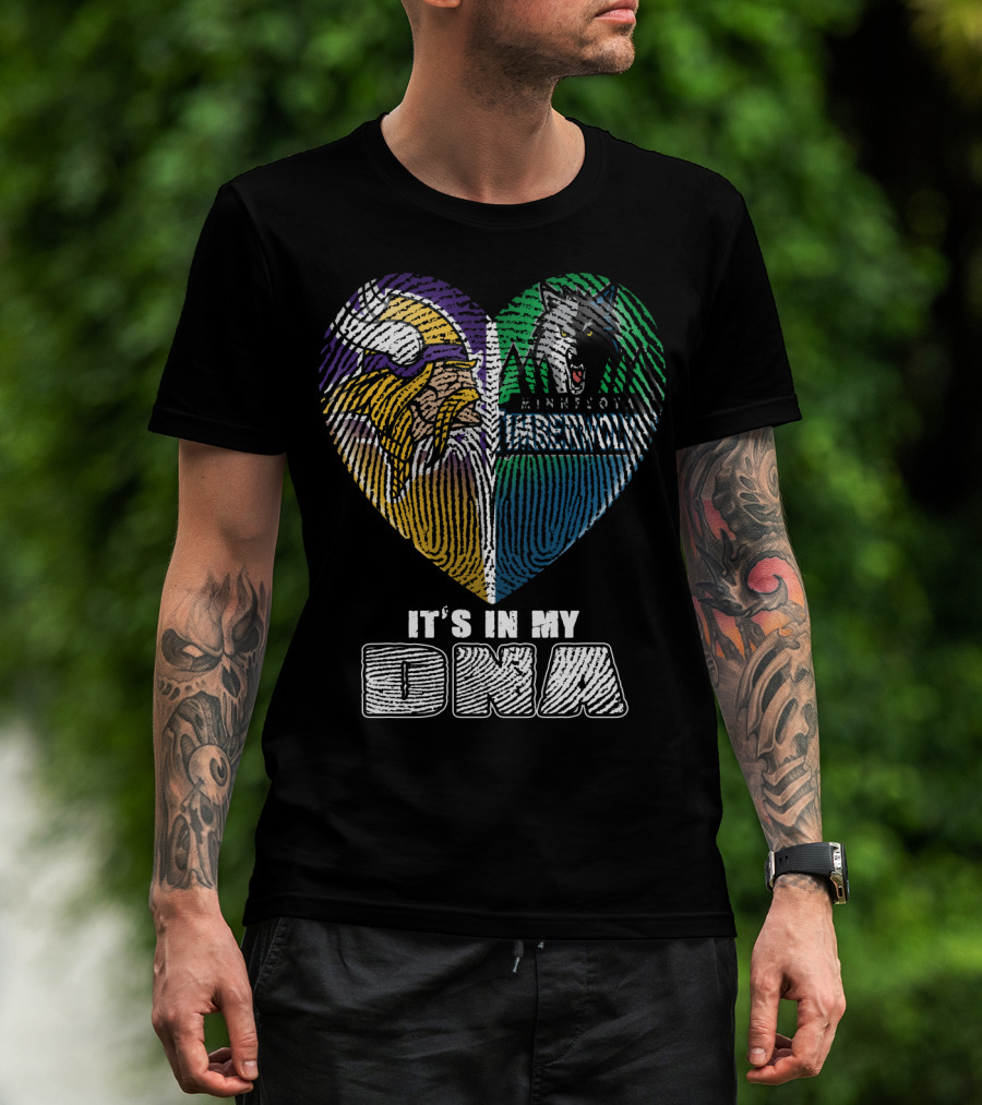 It's In My Dna Minnesota Vikings Timberwolves Heart Fingerprint T-Shirt