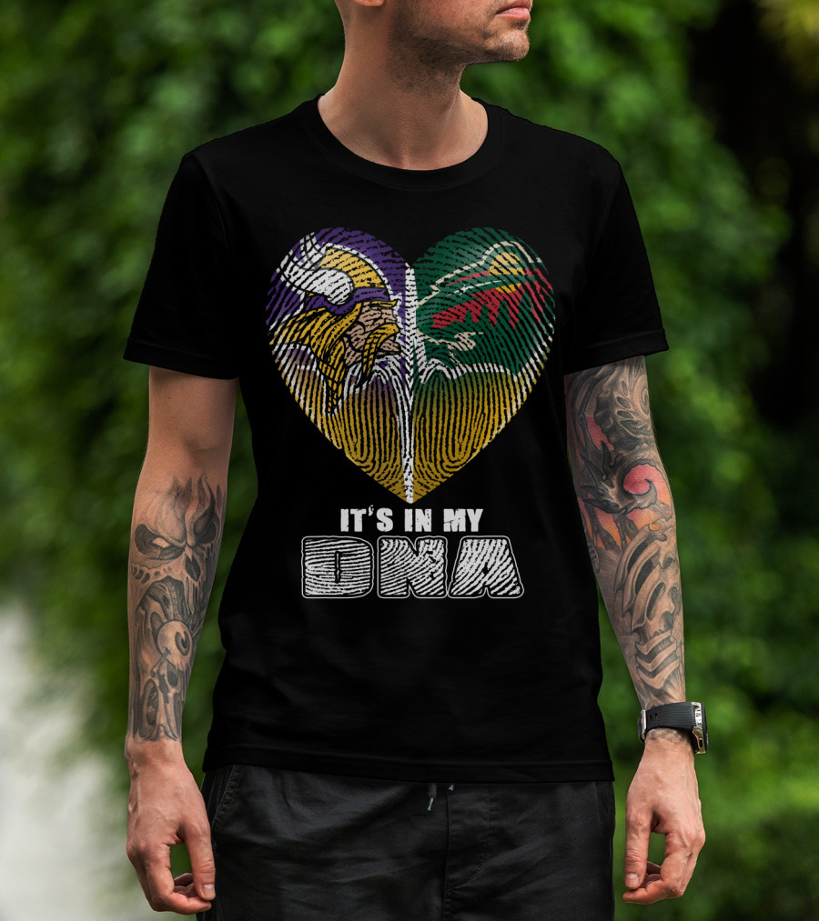 It's In My Dna Minnesota Vikings Wild Heart Fingerprint T-Shirt