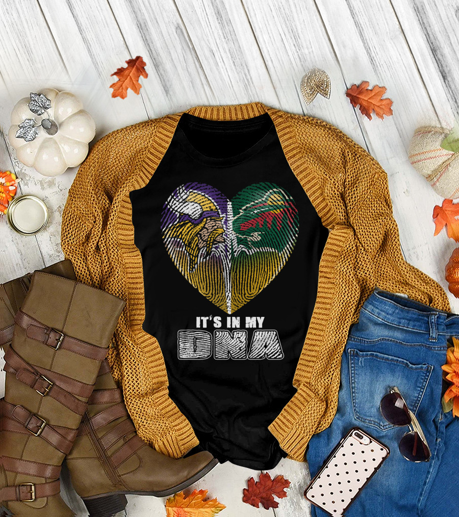 It's In My Dna Minnesota Vikings Wild Heart Fingerprint T-Shirt