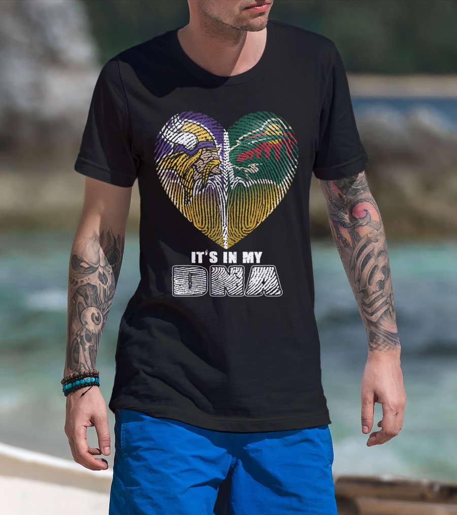 It's In My Dna Minnesota Vikings Wild Heart Fingerprint T-Shirt