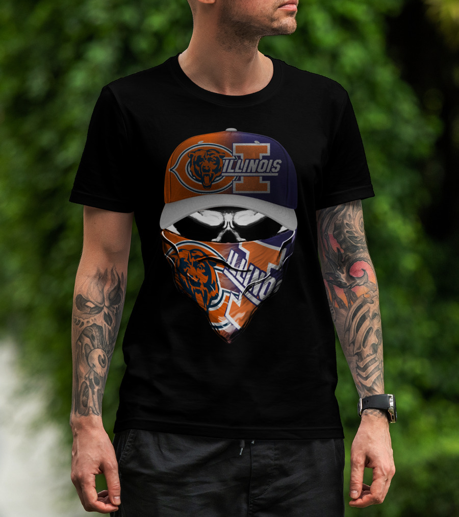 Chicago Bears Illinois Fan Mask Hat T-Shirt