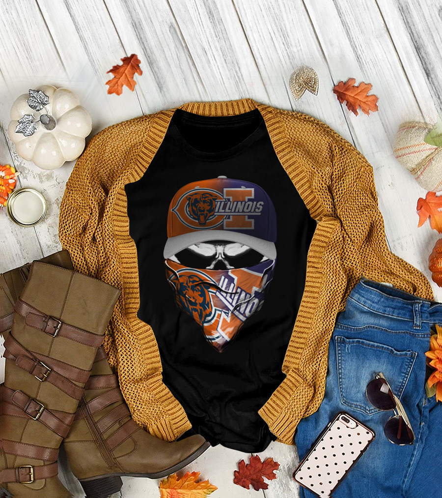 Chicago Bears Illinois Fan Mask Hat T-Shirt