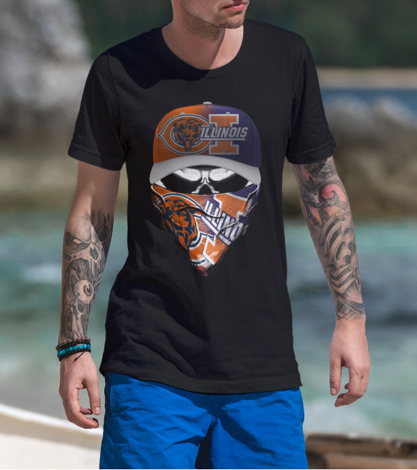 Chicago Bears Illinois Fan Mask Hat T-Shirt