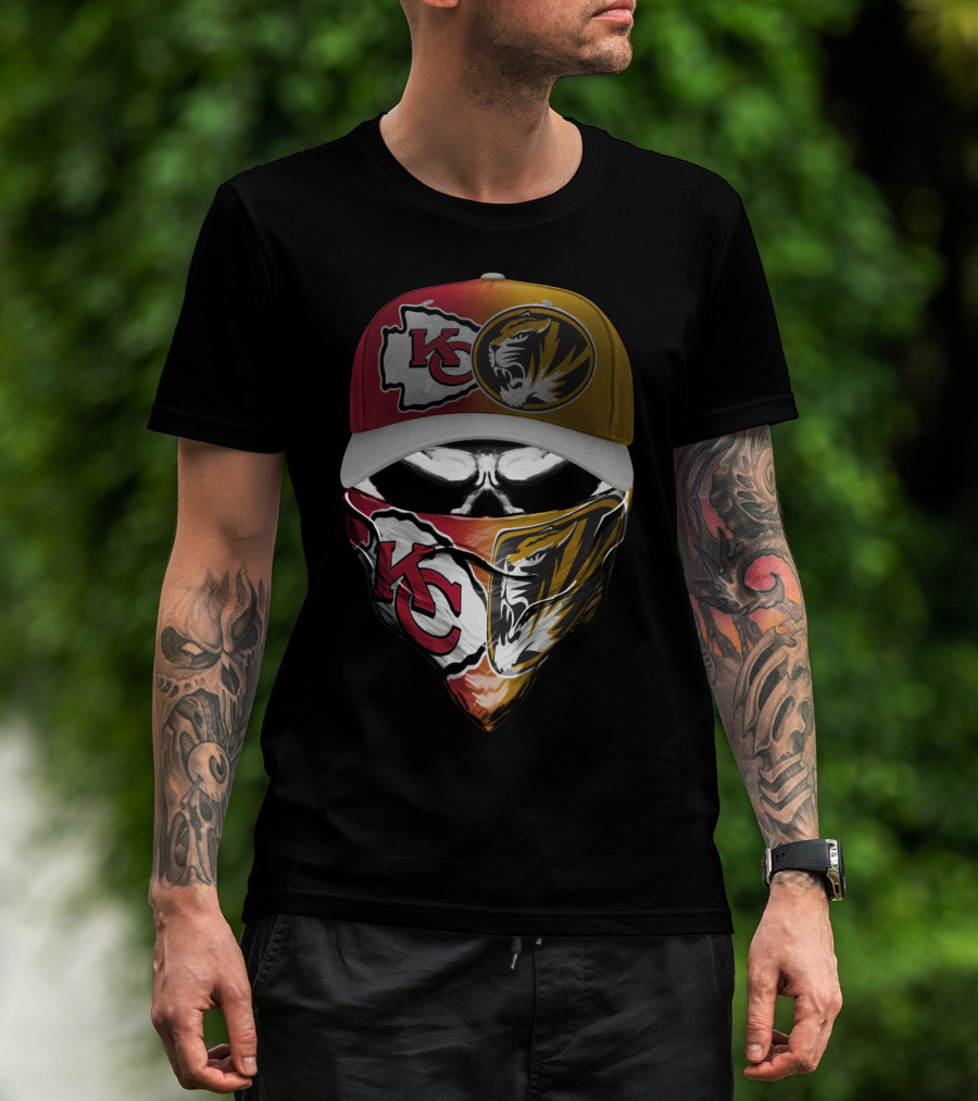 Kansas City Chiefs Missouri Tigers Crossover Bandana Cap T-Shirt