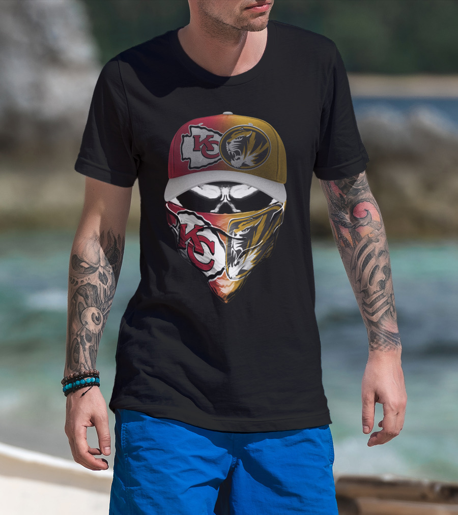Kansas City Chiefs Missouri Tigers Crossover Bandana Cap T-Shirt