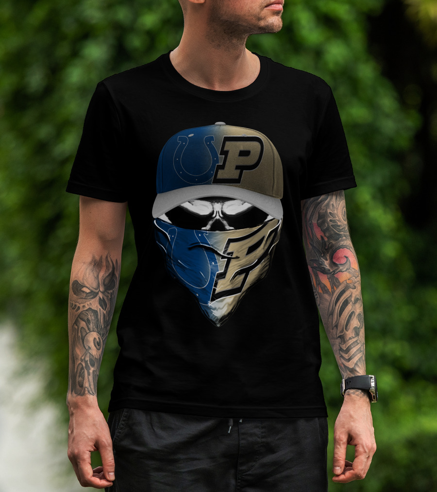 Indianapolis Colts Purdue Boilermakers Skull Mask Skum T-Shirt