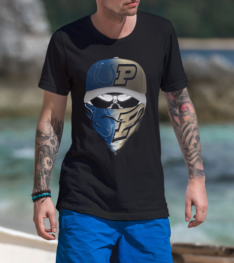 Indianapolis Colts Purdue Boilermakers Skull Mask Skum T-Shirt