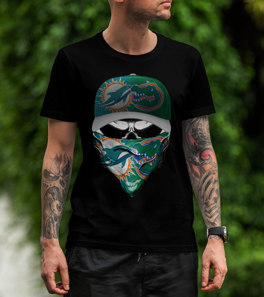 Miami Dolphins Florida Gators Skull Cap Bandana T-Shirt