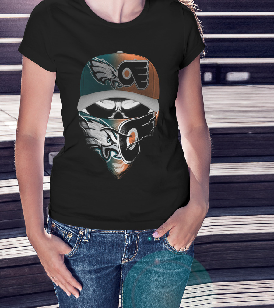 Philadelphia Eagles Flyers Fan Mask Hat Dual T-Shirt