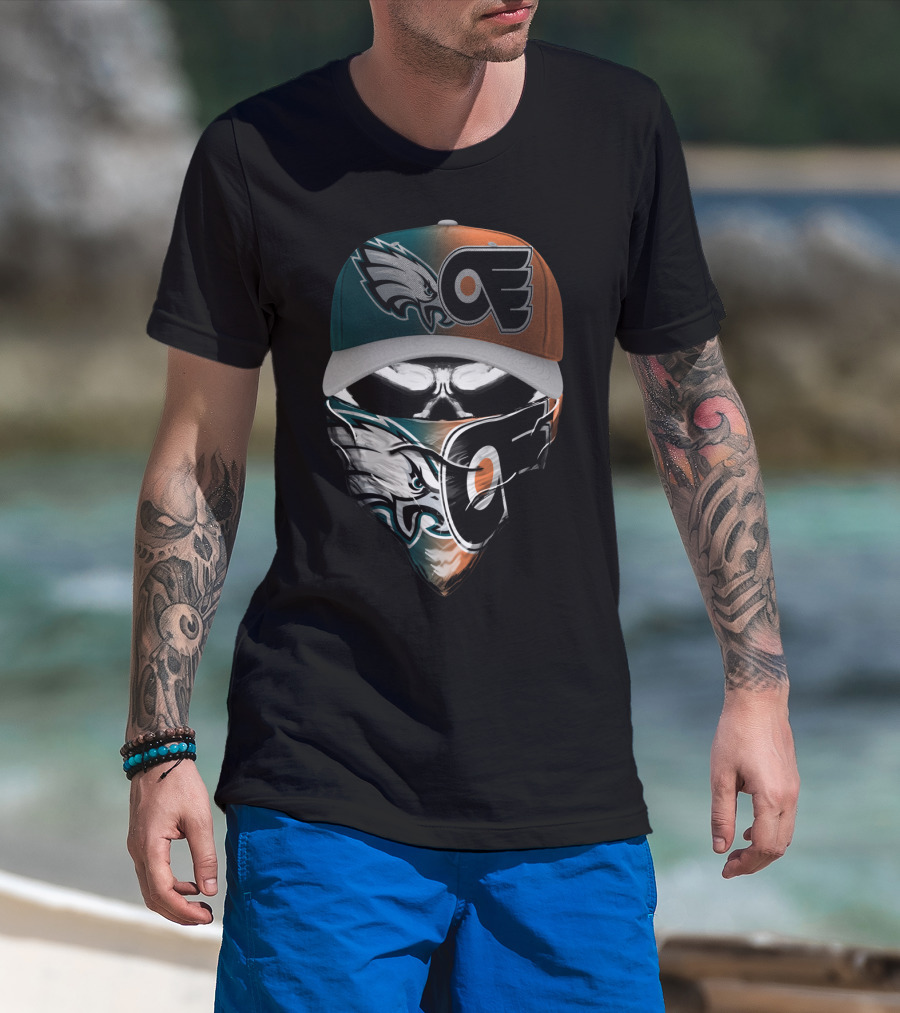 Philadelphia Eagles Flyers Fan Mask Hat Dual T-Shirt