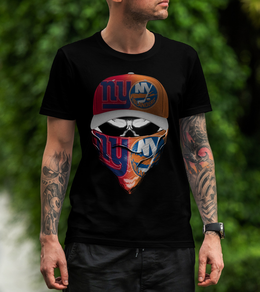 Ny Giants Ny Islanders Skull Mask Combo T-Shirt