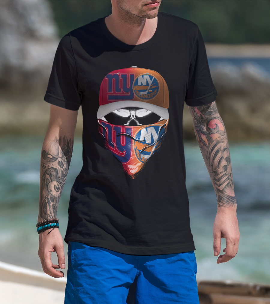 Ny Giants Ny Islanders Skull Mask Combo T-Shirt