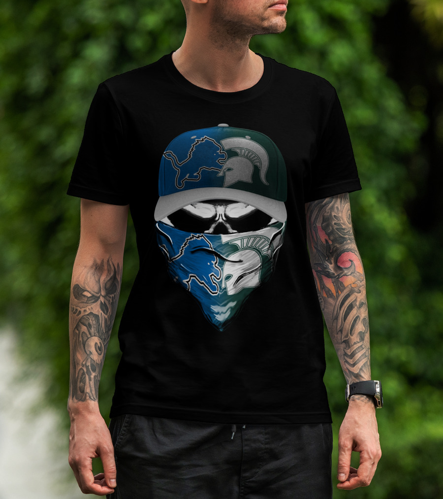 Detroit Lions Spartan Skull Skum 076 T-Shirt